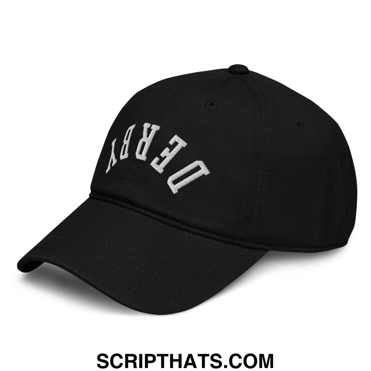 Upside Down Derby Embroidered Baseball Dad Hat Black