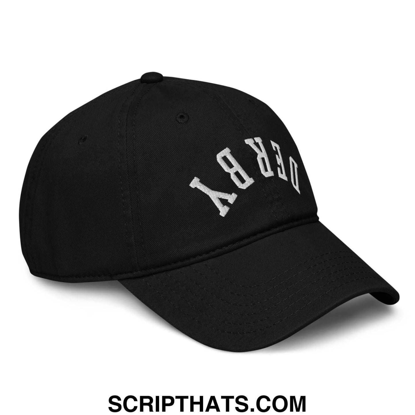Upside Down Derby Embroidered Baseball Dad Hat Black