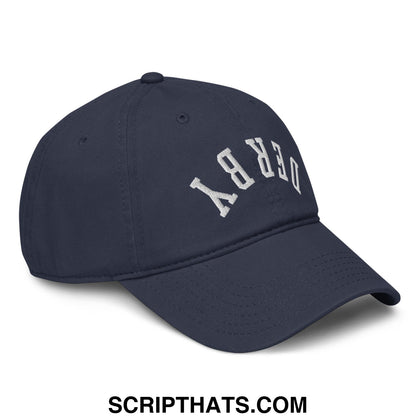 Upside Down Derby Embroidered Baseball Dad Hat Navy