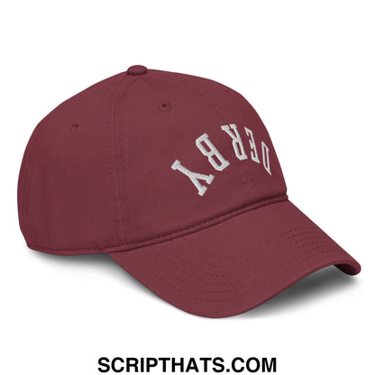 Upside Down Derby Embroidered Baseball Dad Hat Maroon