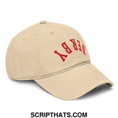 Upside Down Derby Embroidered Baseball Dad Hat Khaki