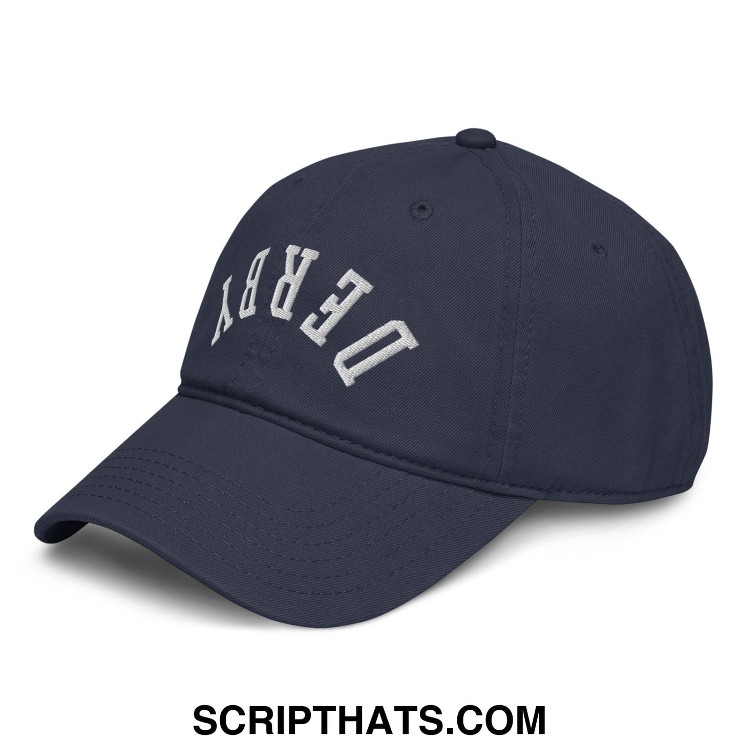 Upside Down Derby Embroidered Baseball Dad Hat Navy