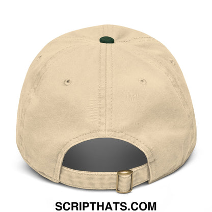 Upside Down Derby Embroidered Baseball Dad Hat Dark Green Khaki