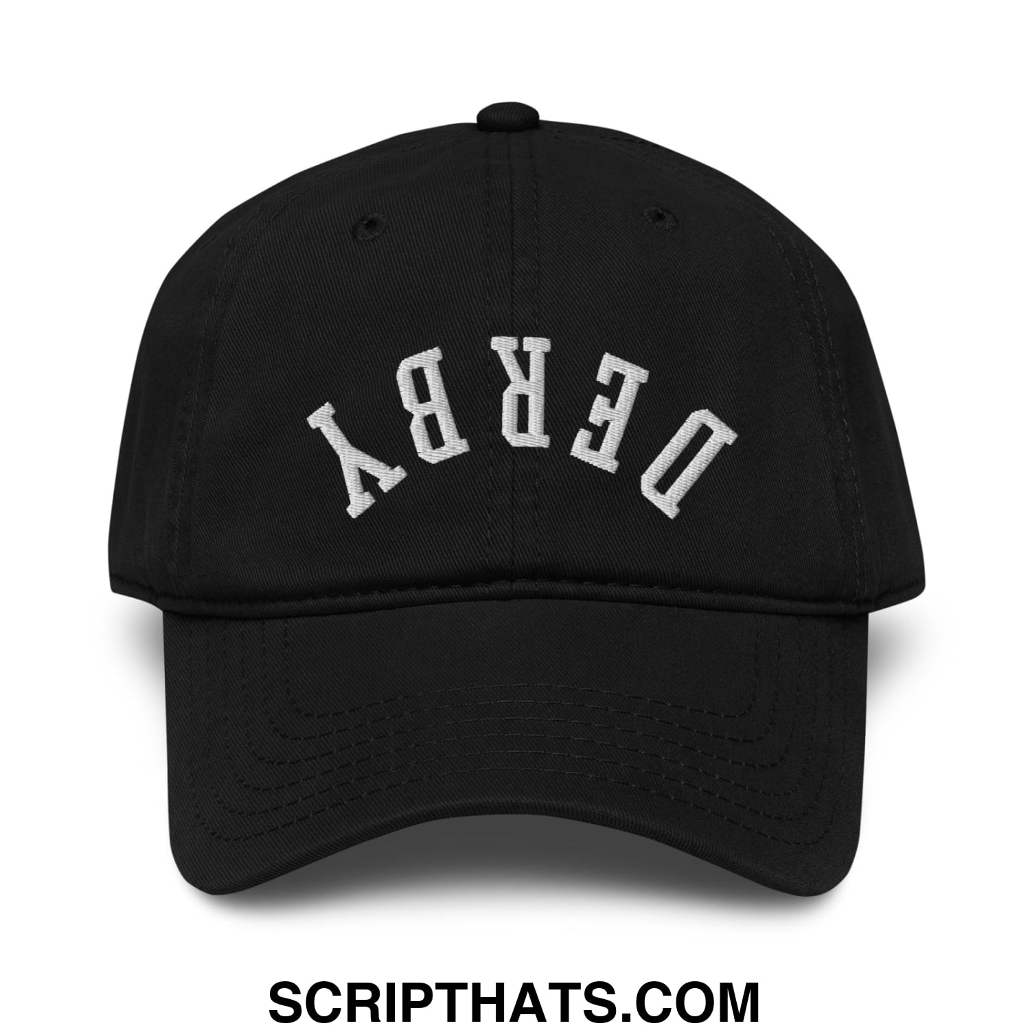 Upside Down Derby Embroidered Baseball Dad Hat Black
