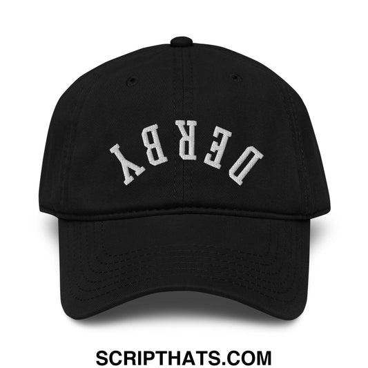Upside Down Derby Embroidered Baseball Dad Hat Black