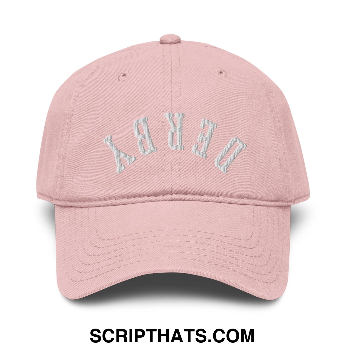 Upside Down Derby Embroidered Baseball Dad Hat Dusty Rose