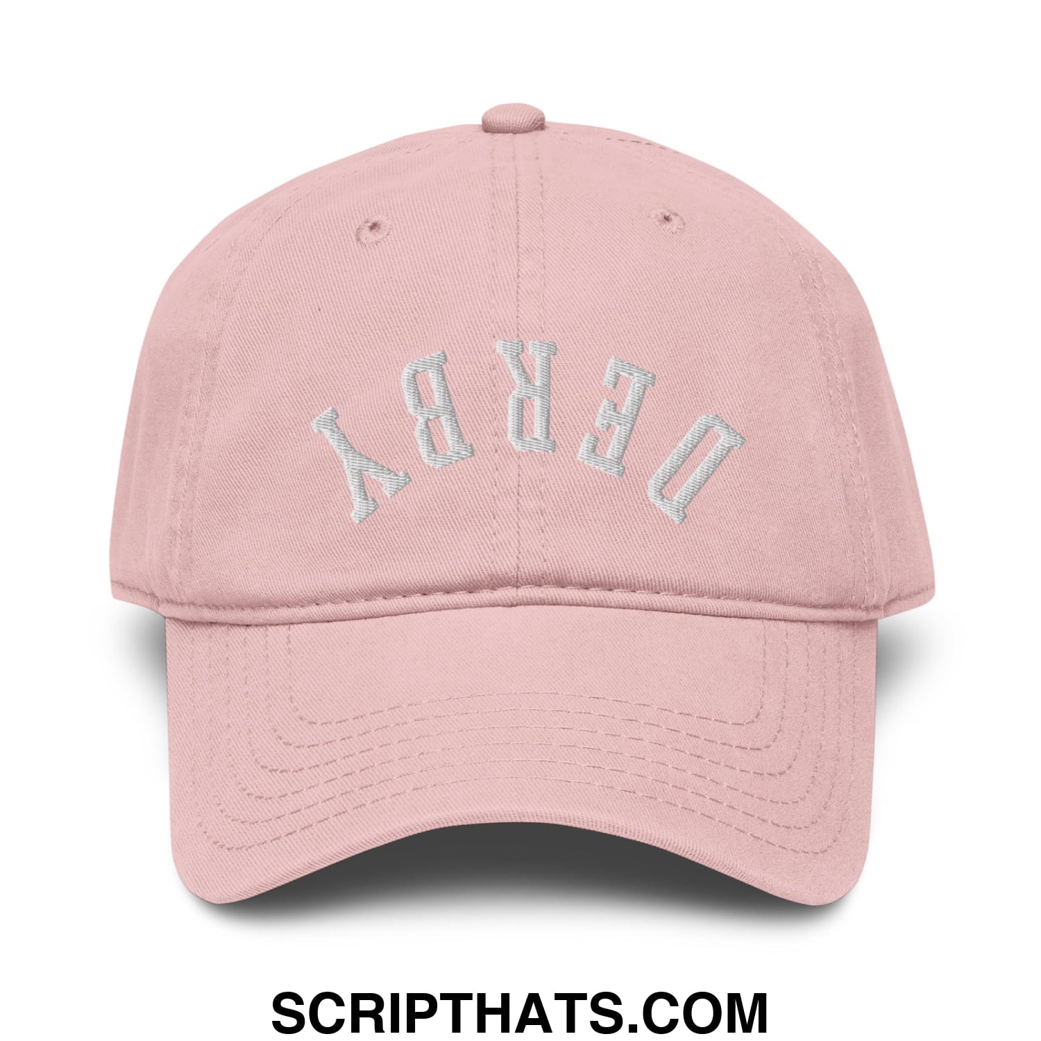 Upside Down Derby Embroidered Baseball Dad Hat Dusty Rose