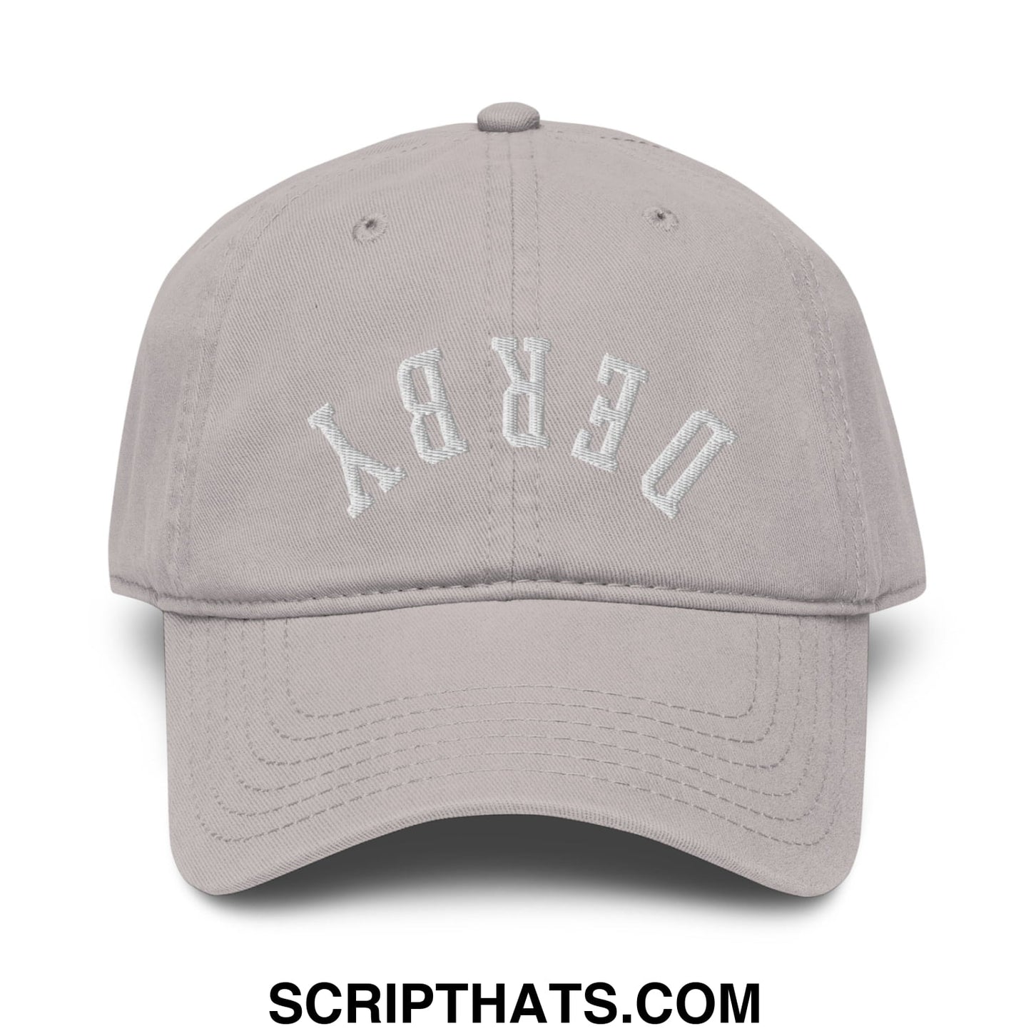Upside Down Derby Embroidered Baseball Dad Hat Gray
