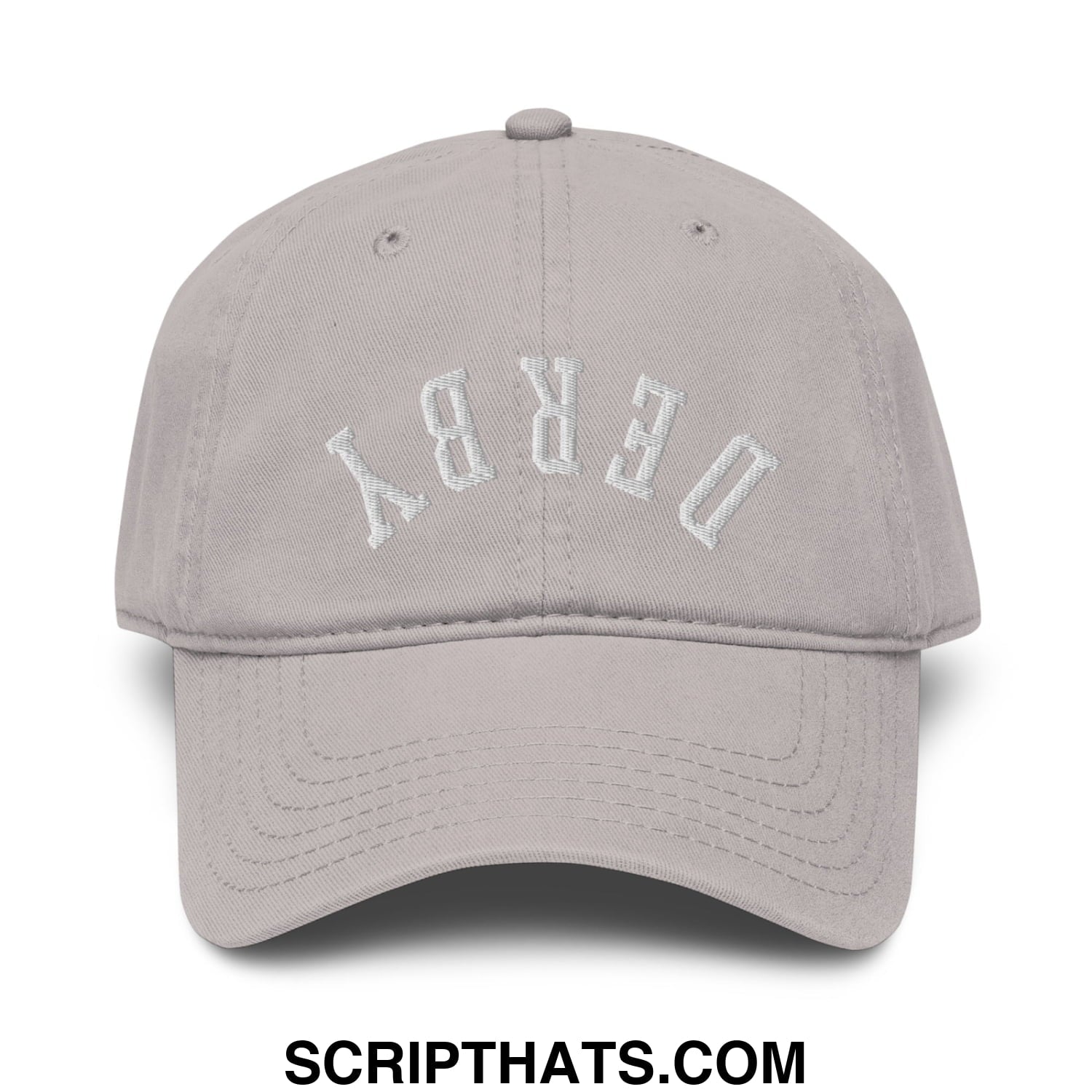Upside Down Derby Embroidered Baseball Dad Hat Gray