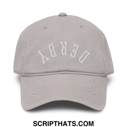 Upside Down Derby Embroidered Baseball Dad Hat Gray