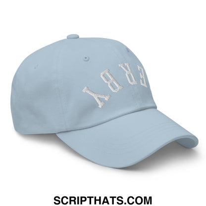 Upside Down Derby Embroidered Unstructured Dad Hat Light Blue