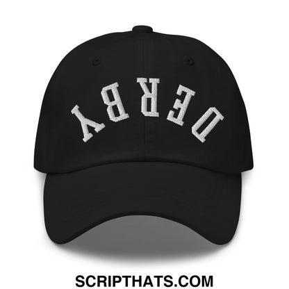 Upside Down Derby Embroidered Unstructured Dad Hat Black