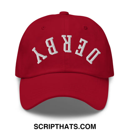 Upside Down Derby Embroidered Unstructured Dad Hat Cranberry