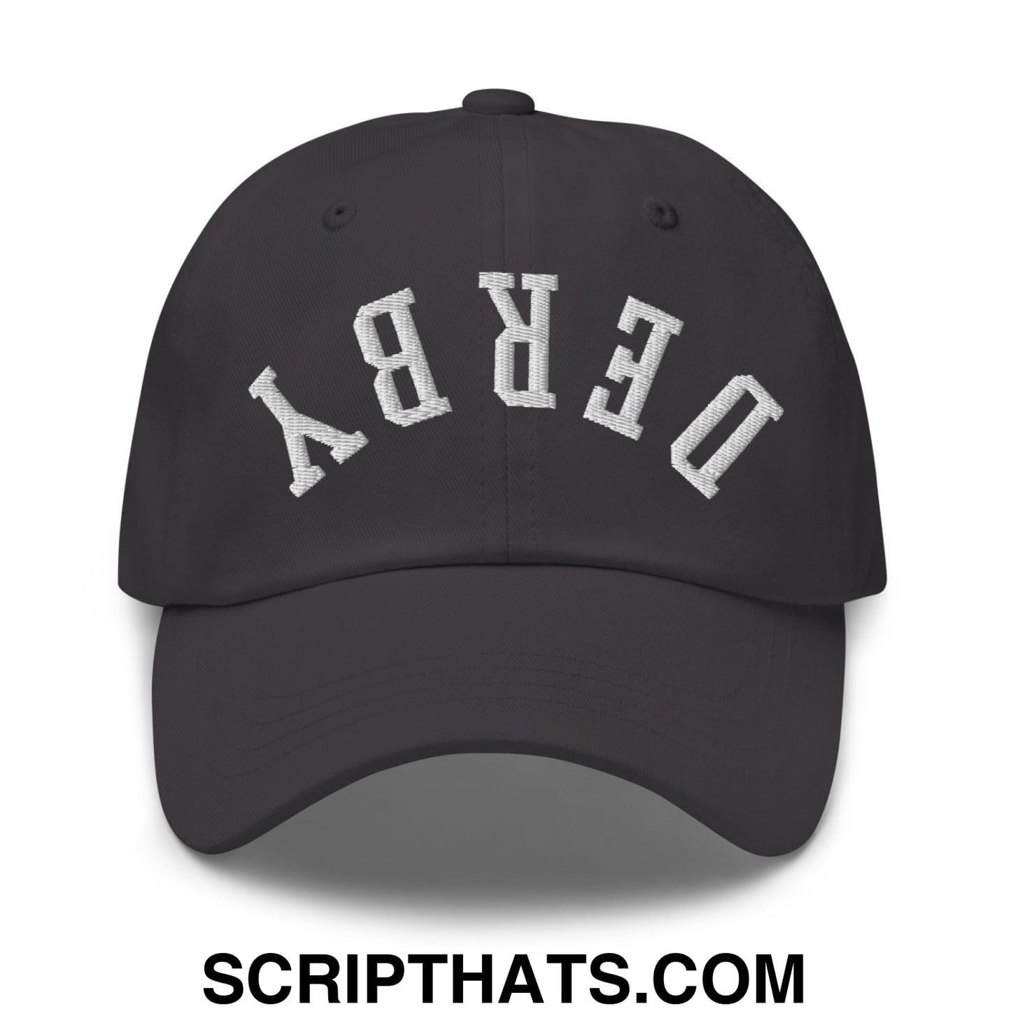 Upside Down Derby Embroidered Unstructured Dad Hat Dark Grey