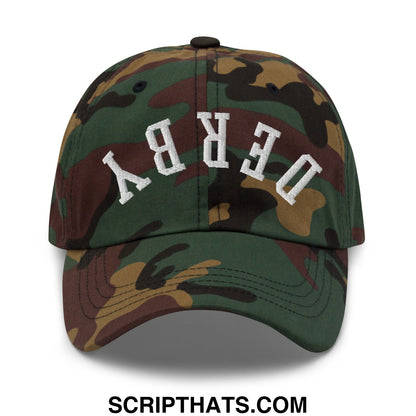 Upside Down Derby Embroidered Unstructured Dad Hat Green Camo