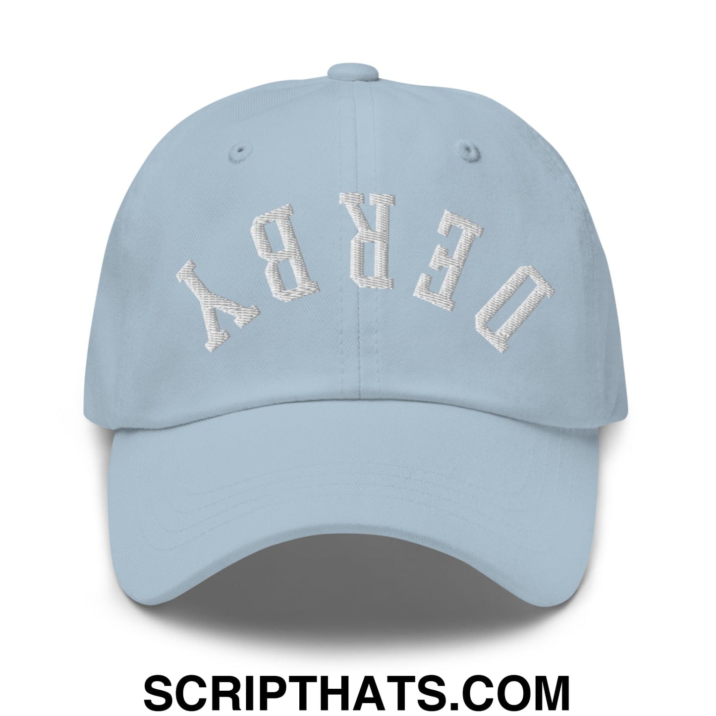Upside Down Derby Embroidered Unstructured Dad Hat Light Blue