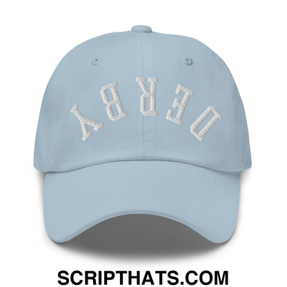 Upside Down Derby Embroidered Unstructured Dad Hat Light Blue