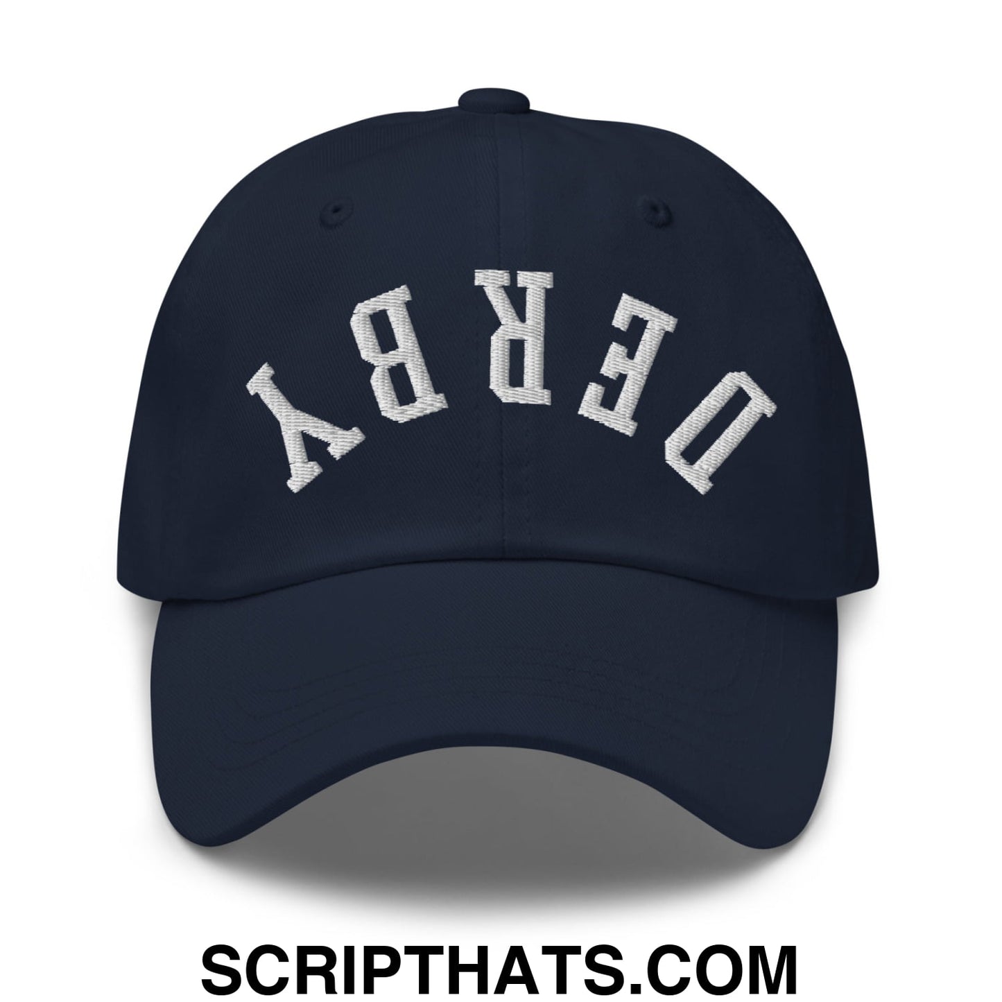 Upside Down Derby Embroidered Unstructured Dad Hat Navy