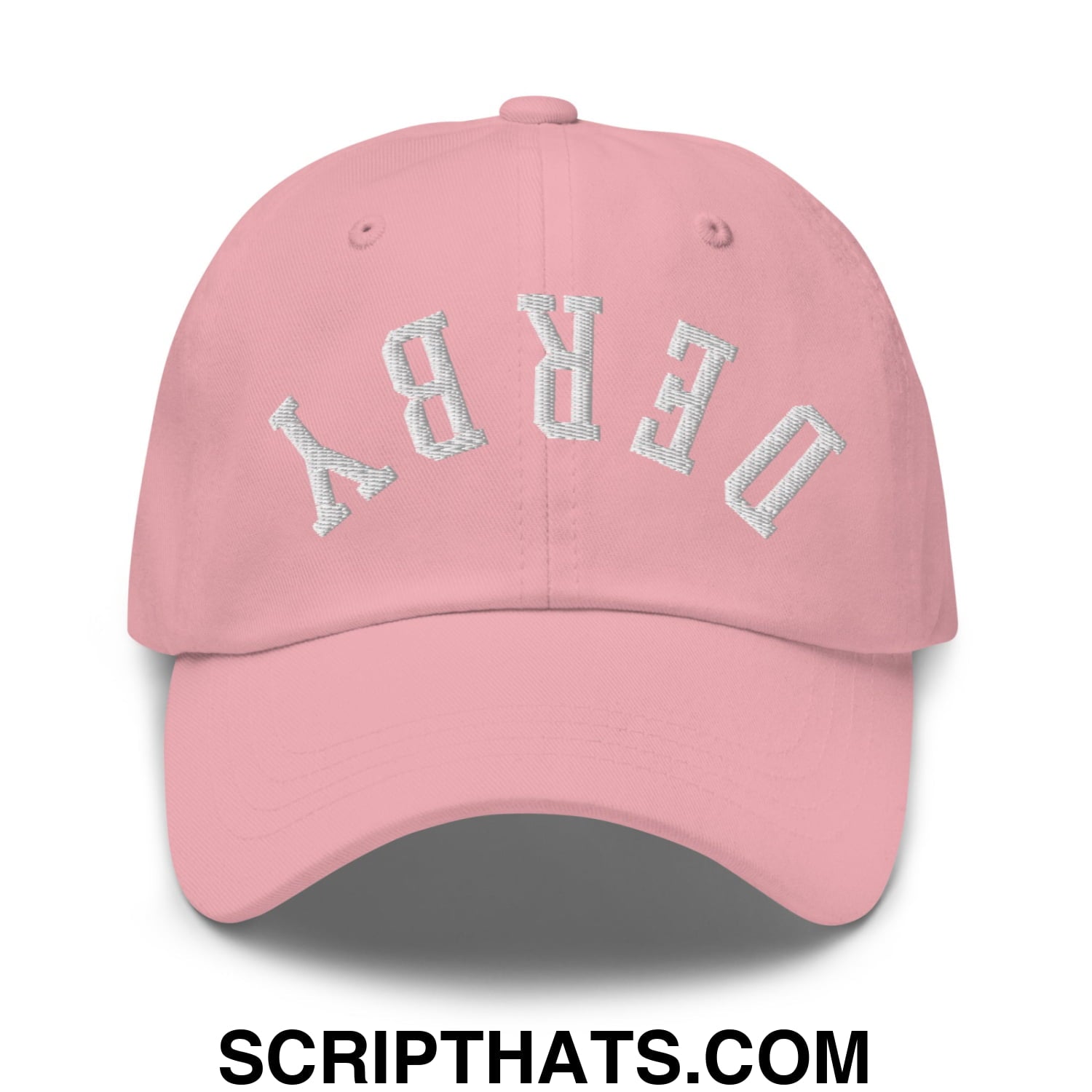 Upside Down Derby Embroidered Unstructured Dad Hat Pink