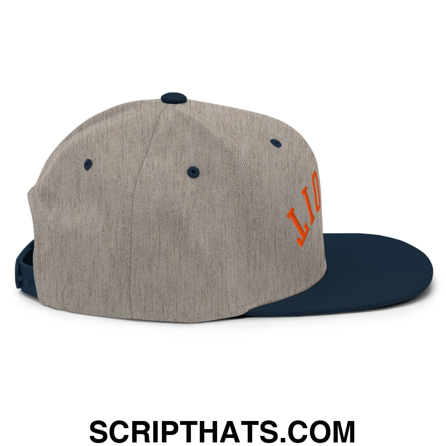 Upside Down Detroit Baseball Embroidered Flat Bill Brim Snapback Hat Heather Grey Navy