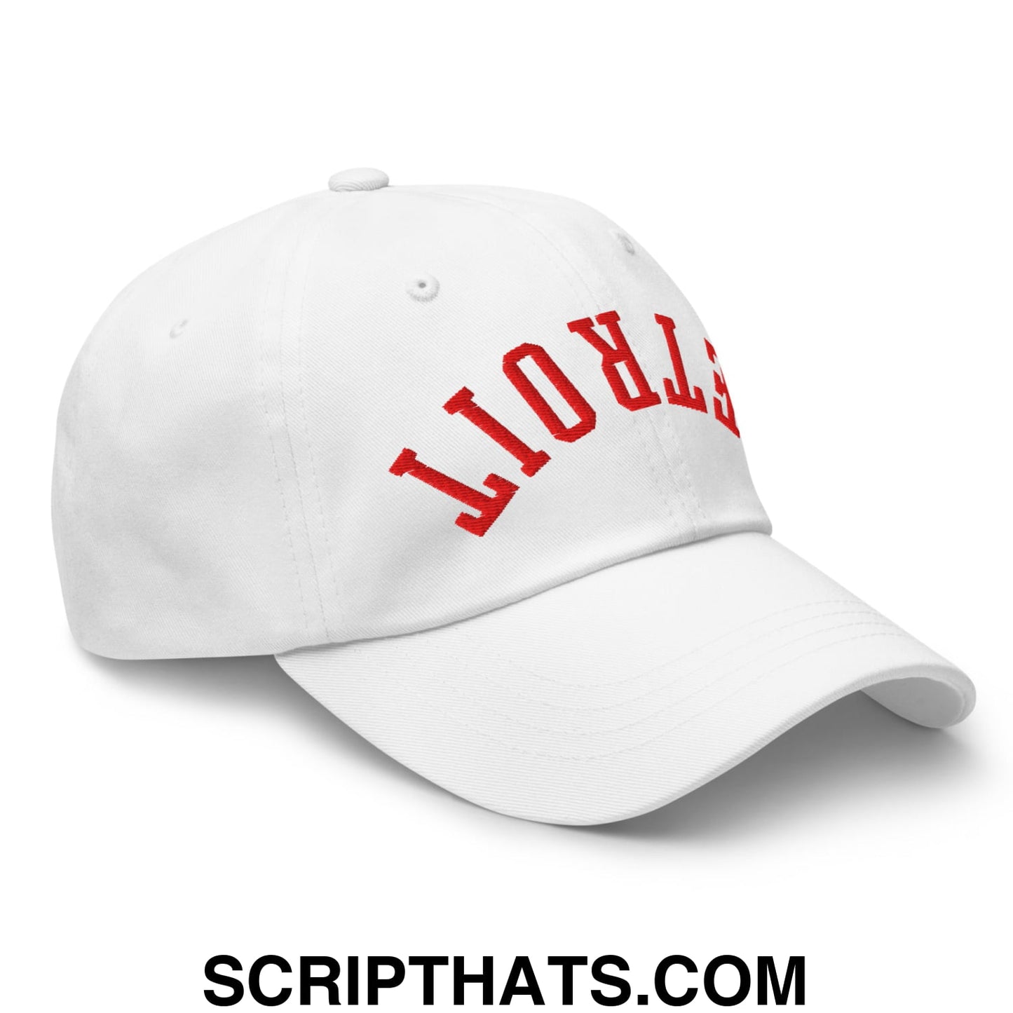 Upside Down Detroit Basketball Embroidered Unstructured Dad Hat White