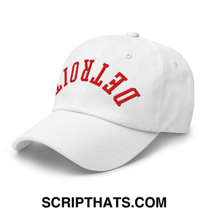 Upside Down Detroit Basketball Embroidered Unstructured Dad Hat White