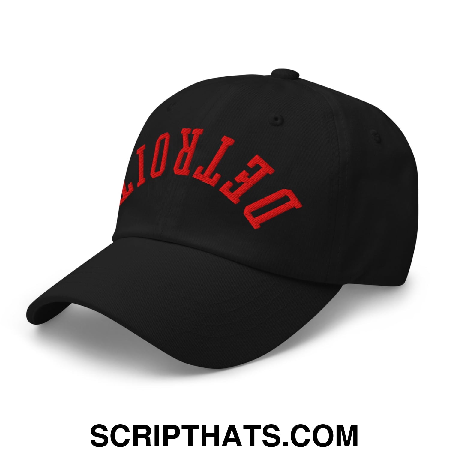 Upside Down Detroit Basketball Embroidered Unstructured Dad Hat Black