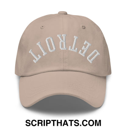 Upside Down Detroit Embroidered Unstructured Dad Hat Stone