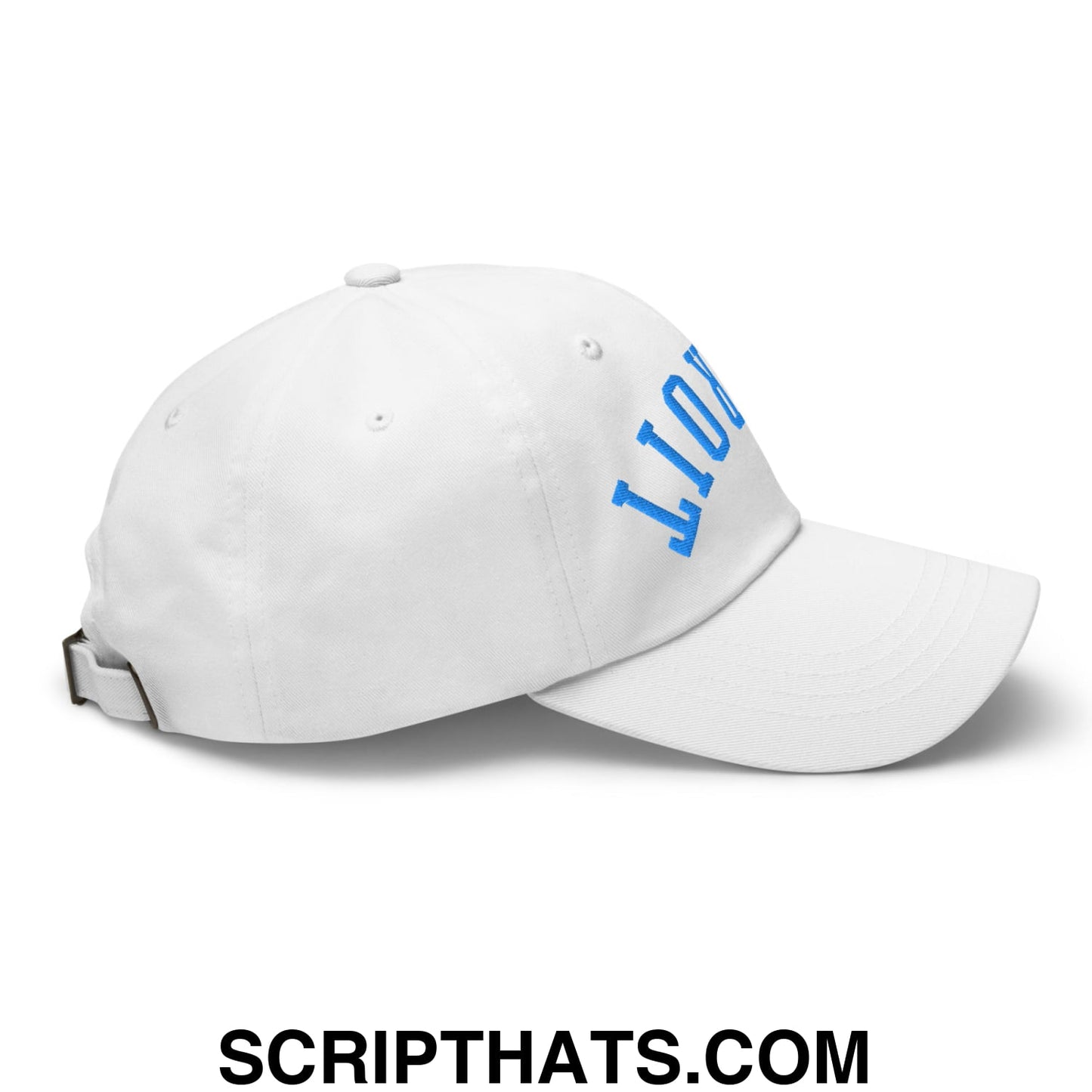 Upside Down Detroit Football Embroidered Unstructured Dad Hat White