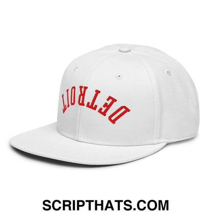 Upside Down Detroit Hockey Embroidered Flat Brim Bill Snapback Hat Black