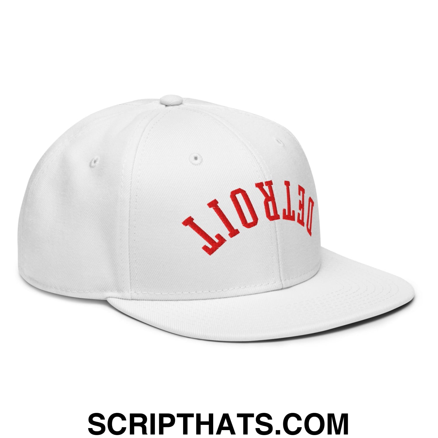 Upside Down Detroit Hockey Embroidered Flat Brim Bill Snapback Hat Black