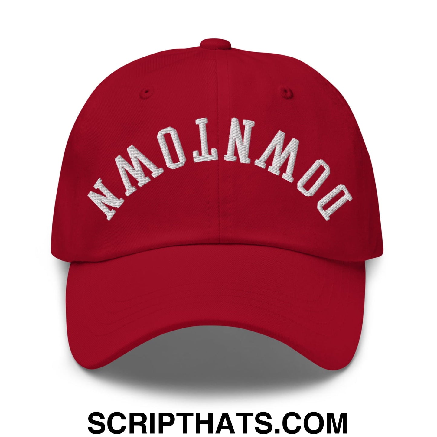 Upside Down Downtown Embroidered Unstructured Dad Hat Cranberry