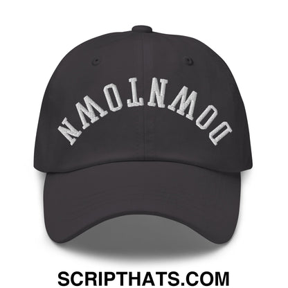 Upside Down Downtown Embroidered Unstructured Dad Hat Dark Grey