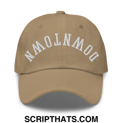 Upside Down Downtown Embroidered Unstructured Dad Hat Khaki