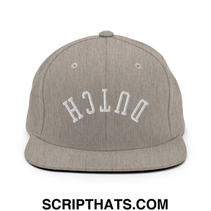 Upside Down Dutch Embroidered Flat Bill Brim Snapback Hat Heather Grey
