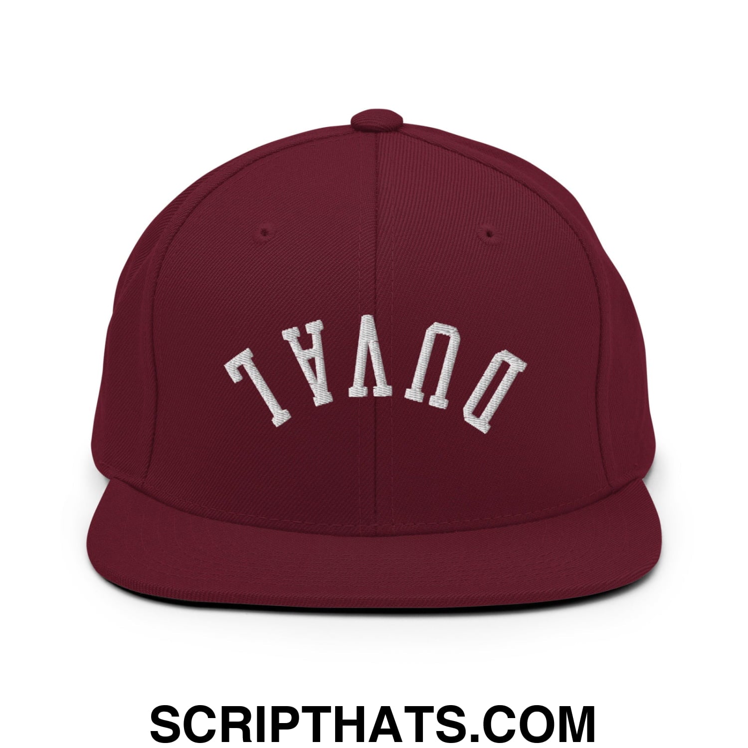 Upside Down Duval Embroidered Flat Bill Brim Snapback Hat Maroon