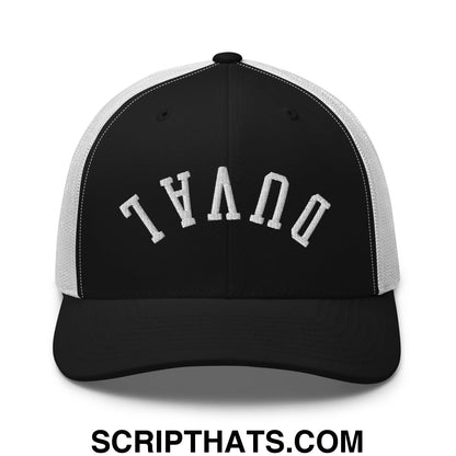 Upside Down Duval Embroidered Mesh Trucker Hat Black White