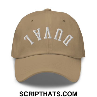 Upside Down Duval Embroidered Unstructured Dad Hat Khaki