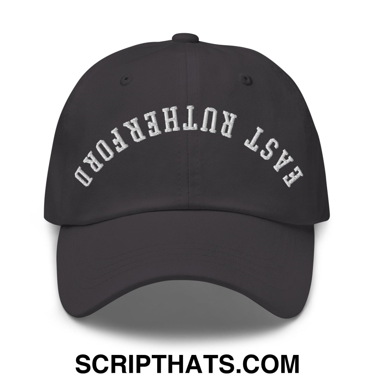 Upside Down East Rutherford Embroidered Unstructured Dad Hat Dark Grey