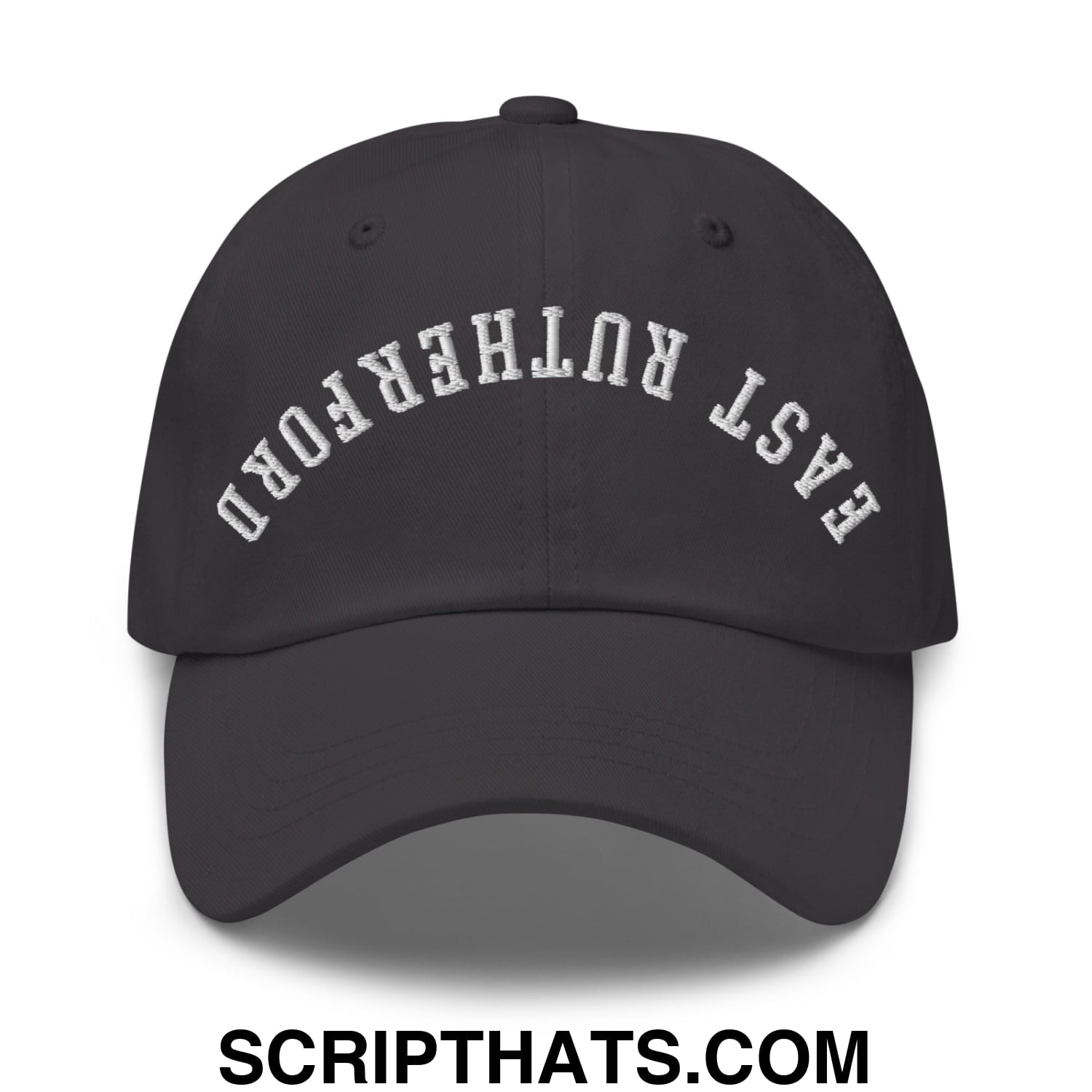 Upside Down East Rutherford Embroidered Unstructured Dad Hat Dark Grey