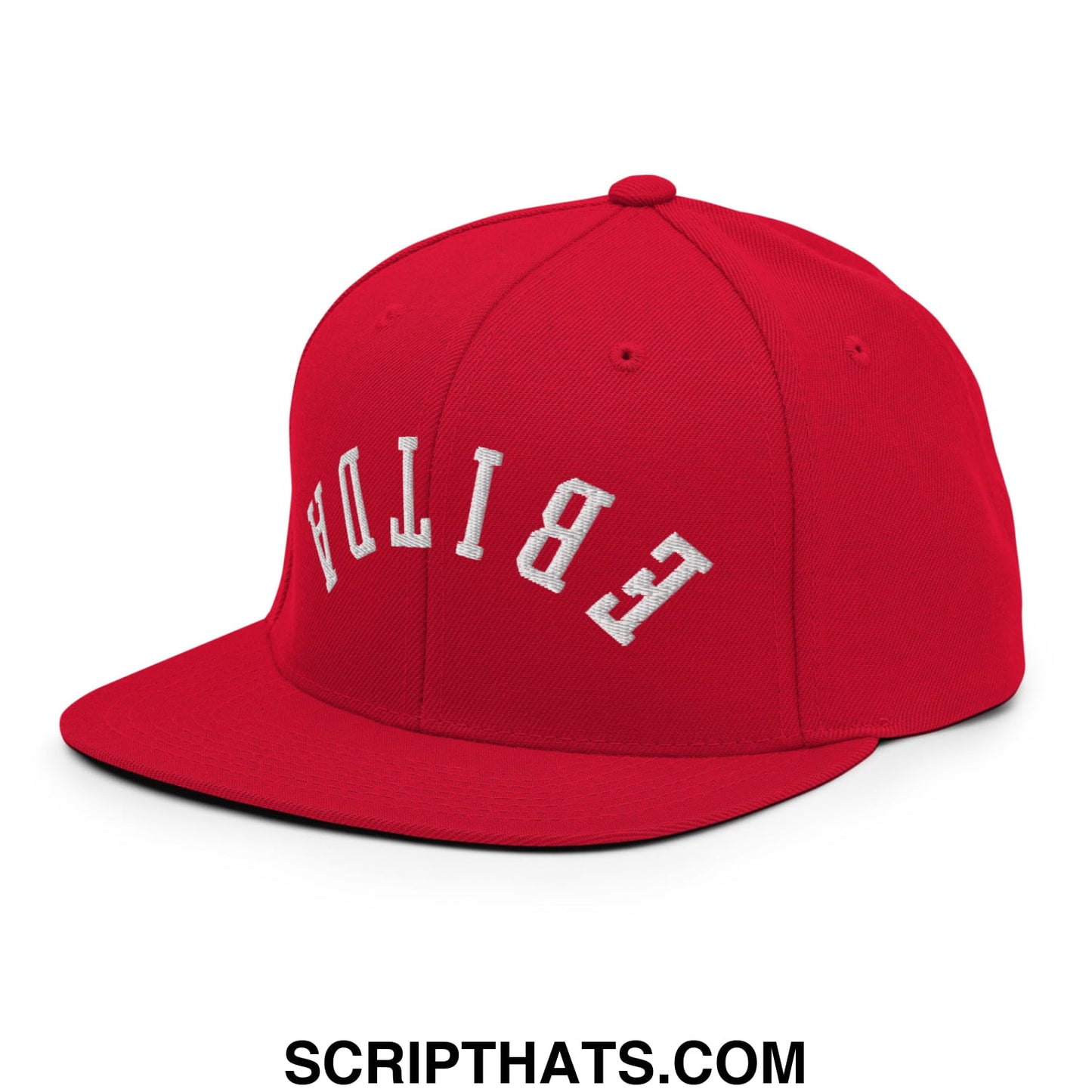 Upside Down EBITDA Embroidered Flat Bill Brim Snapback Hat Red