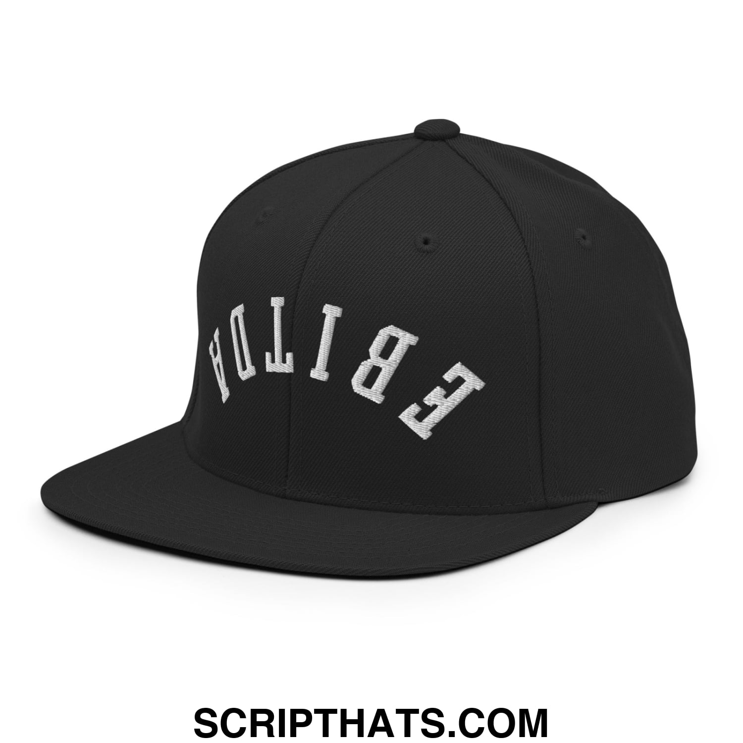 Upside Down EBITDA Embroidered Flat Bill Brim Snapback Hat Black