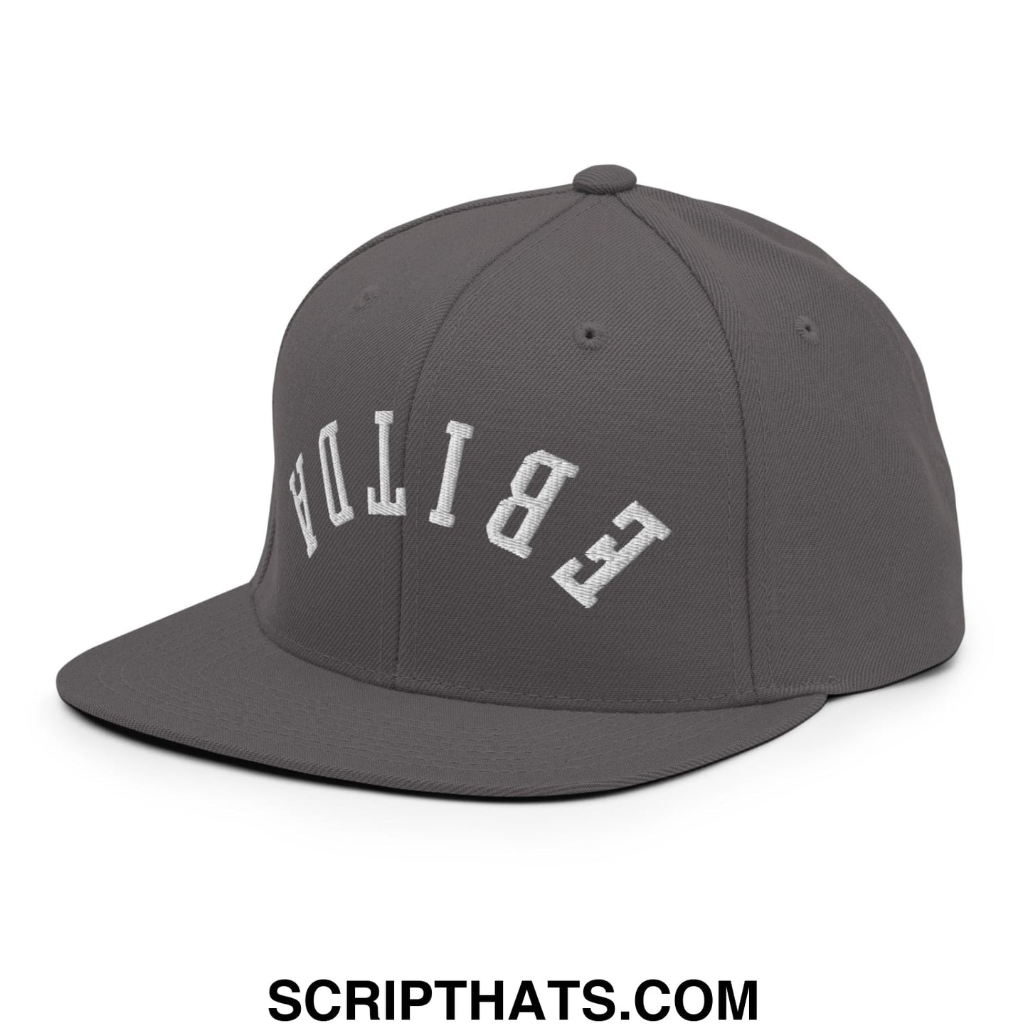 Upside Down EBITDA Embroidered Flat Bill Brim Snapback Hat Dark Grey