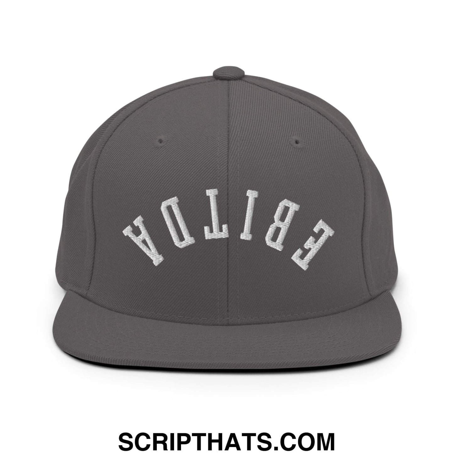 Upside Down EBITDA Embroidered Flat Bill Brim Snapback Hat Dark Grey