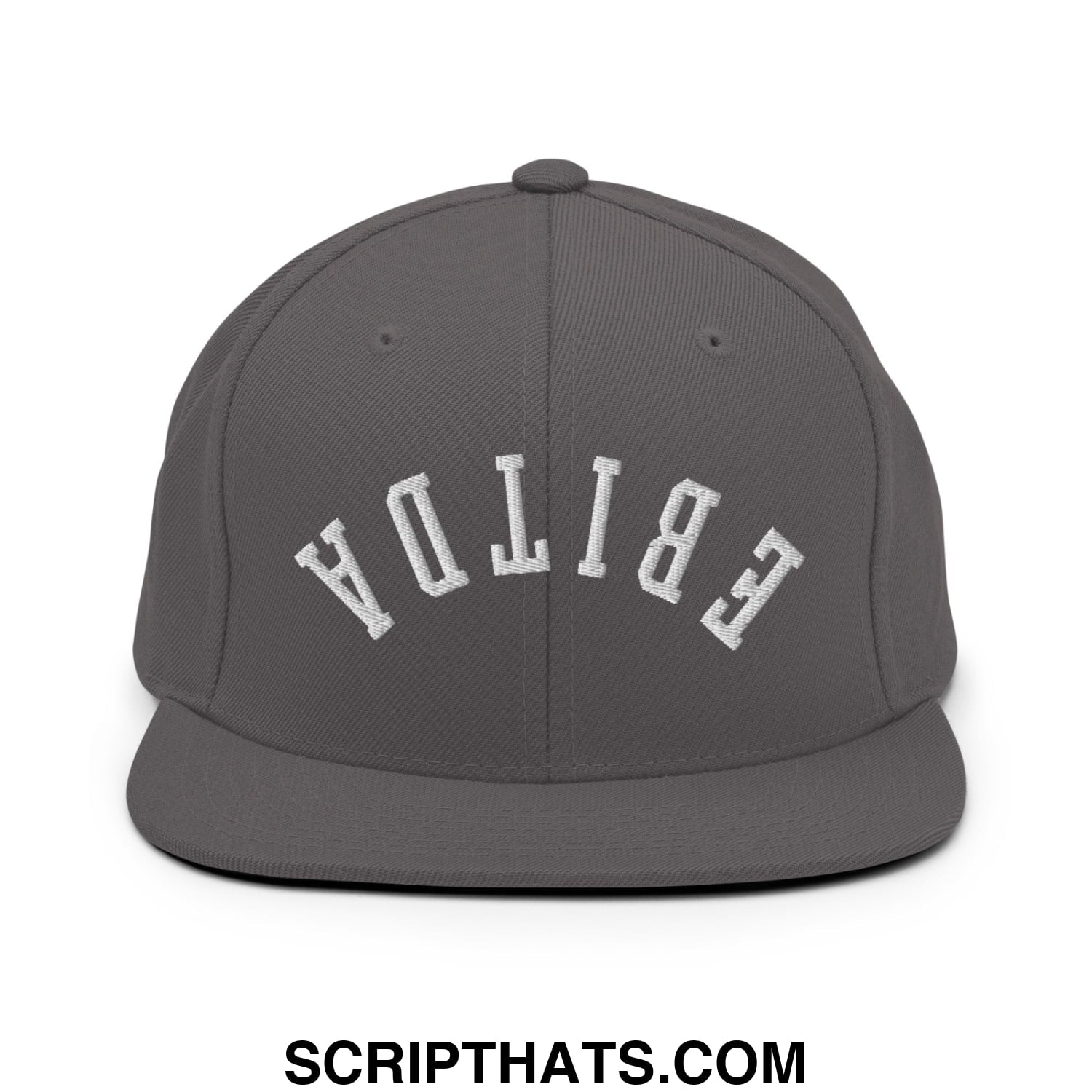 Upside Down EBITDA Embroidered Flat Bill Brim Snapback Hat Dark Grey