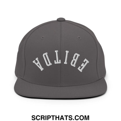 Upside Down EBITDA Embroidered Flat Bill Brim Snapback Hat Dark Grey