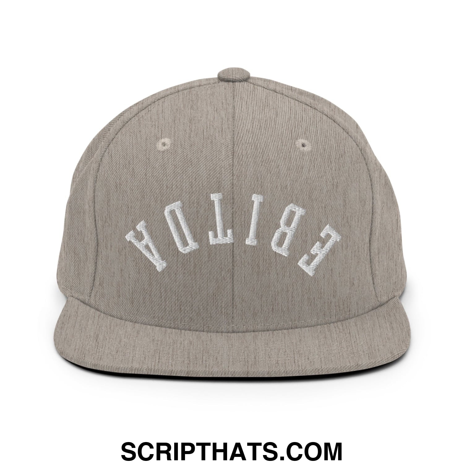Upside Down EBITDA Embroidered Flat Bill Brim Snapback Hat Heather Grey