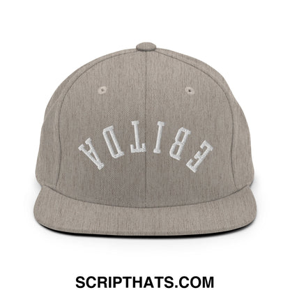 Upside Down EBITDA Embroidered Flat Bill Brim Snapback Hat Heather Grey