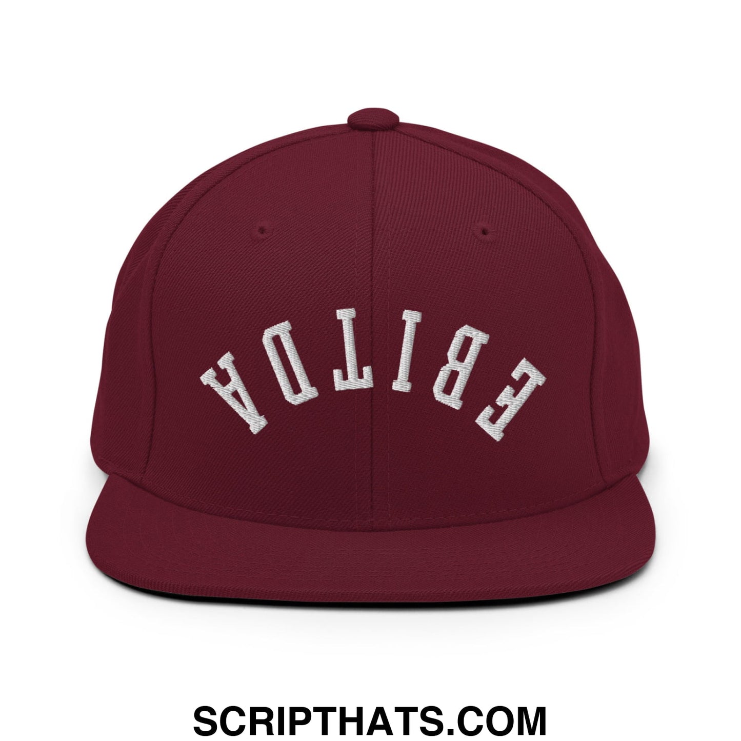 Upside Down EBITDA Embroidered Flat Bill Brim Snapback Hat Maroon