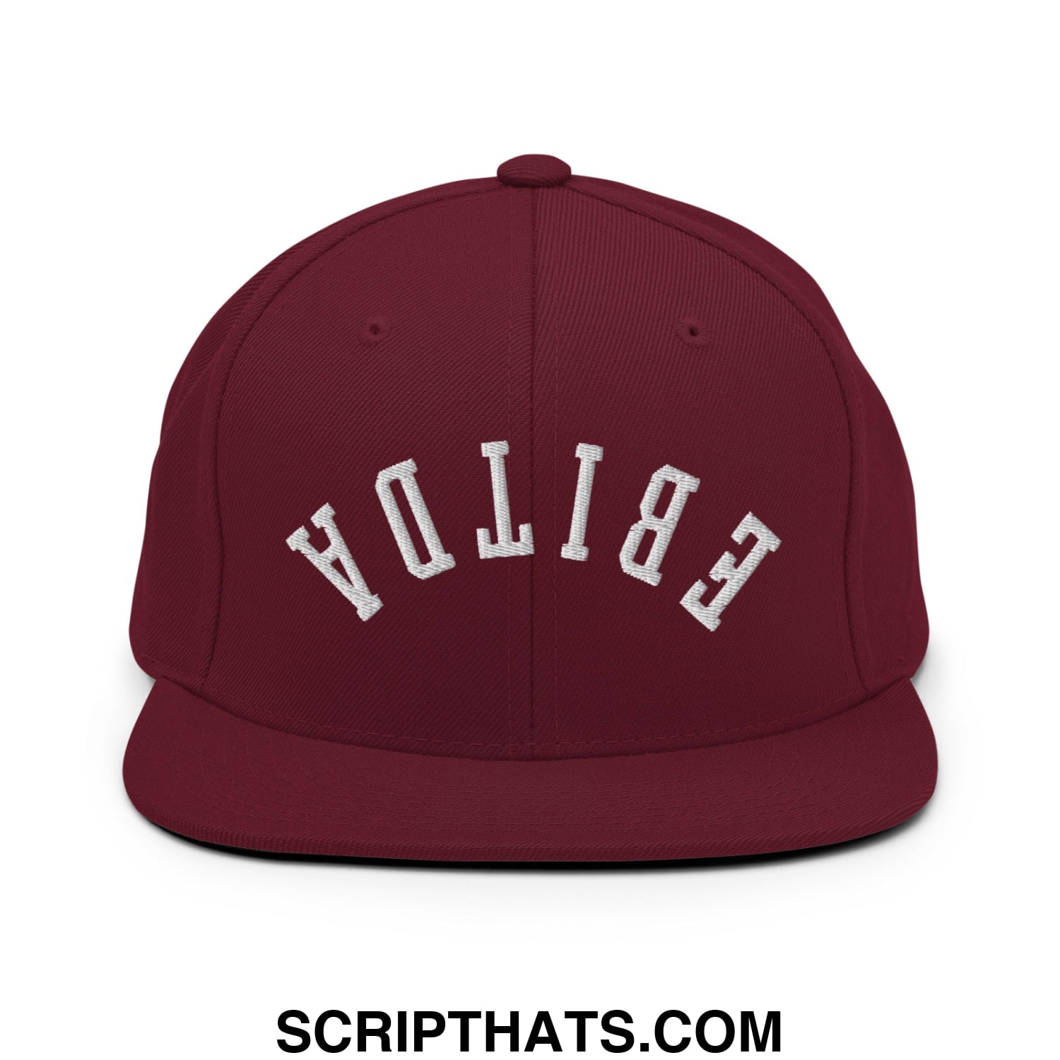 Upside Down EBITDA Embroidered Flat Bill Brim Snapback Hat Maroon